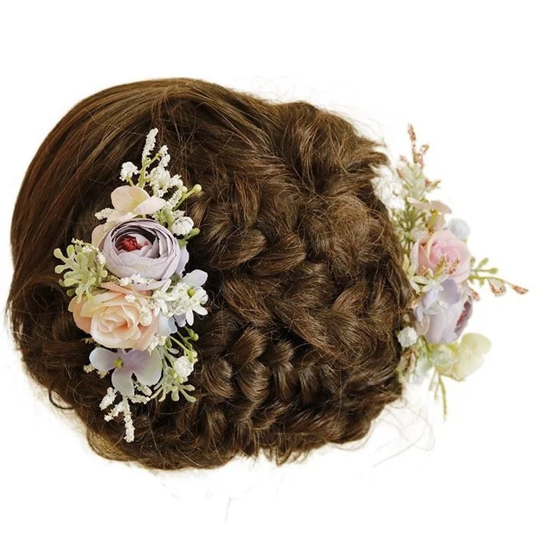 Romantische Kunstmatige Bloemen Bridal Hoofddeksels Bruiloft Haar Accessoires Haarspelden Parel Clips Voor Vrouwen Hoofddeksels