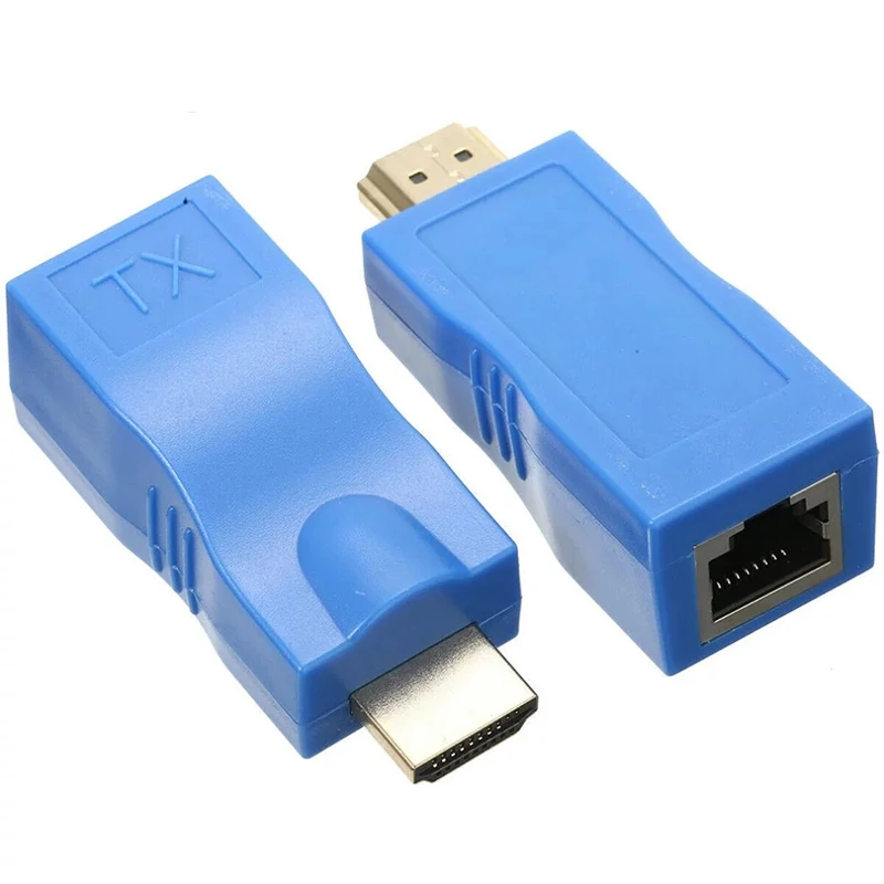 HDMI to RJ45 Network Cable Extender Converter Repeater Over Cat 5e/6 1080P Up to 30m Extender for HDTV HDPC PS4 STB