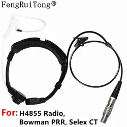 Auriculares de micrófono de vibración de garganta táctica de alta resistencia telescópica para Radio H4855, Bowman PRR, Selex CT