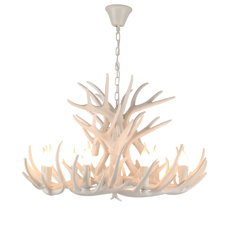 Retro Brown White Resin Antler Chandelier Lighting 4/6/9 Arms E14 Luxury Vintage Chandeliers For House Lighting Fixtures