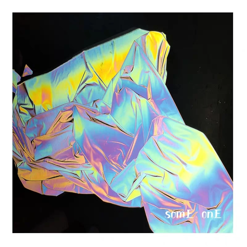 Iridescent Reflective Fabric Silver Luminous Cloth DIY Patches Background Decor Hat Jacket Sportswear Clothes Designer Fabric