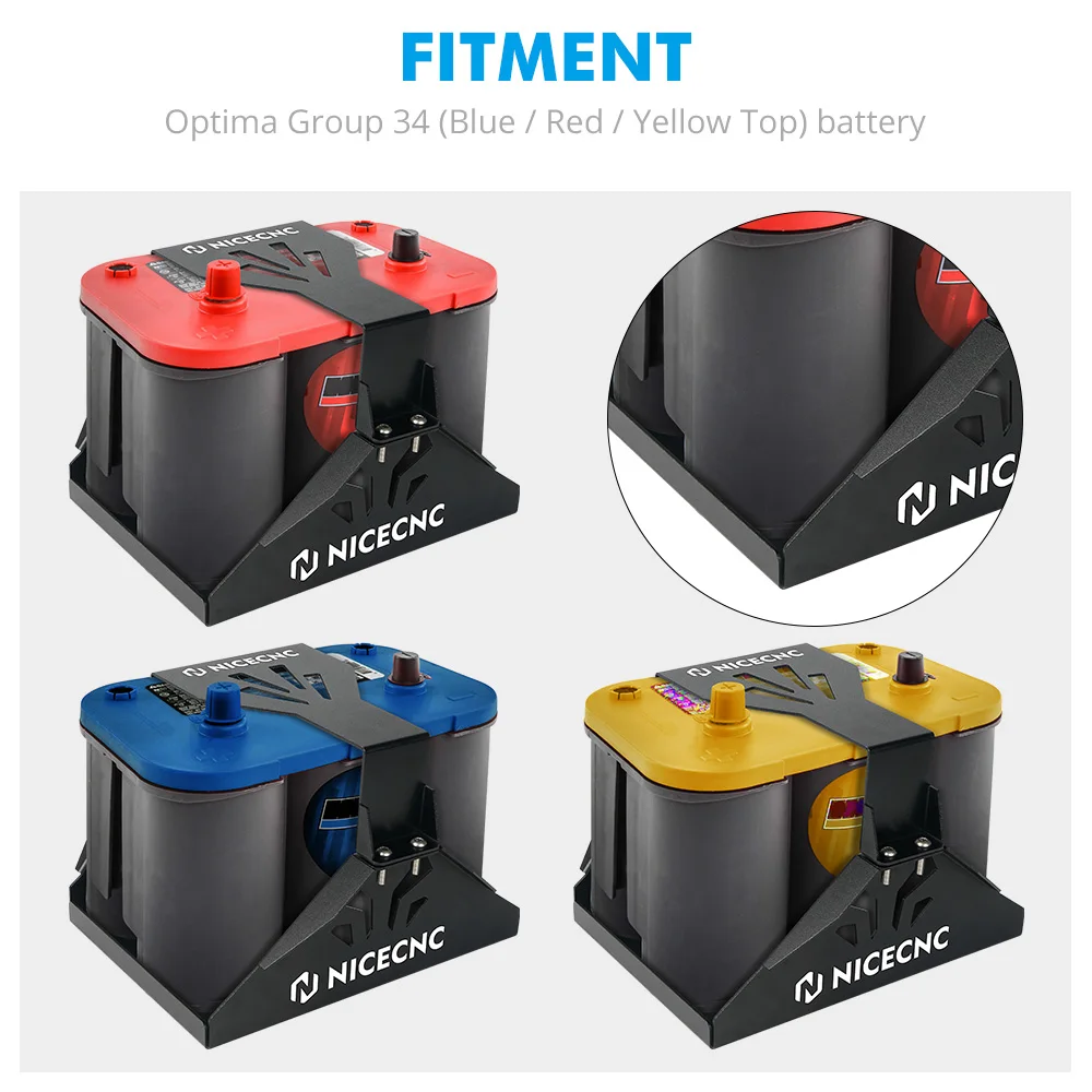 Battery Hold Down Tray Box Coated For Optima Group 34 Blue Red Yellow Top Battery Box Mounting Brackets Car Accessories