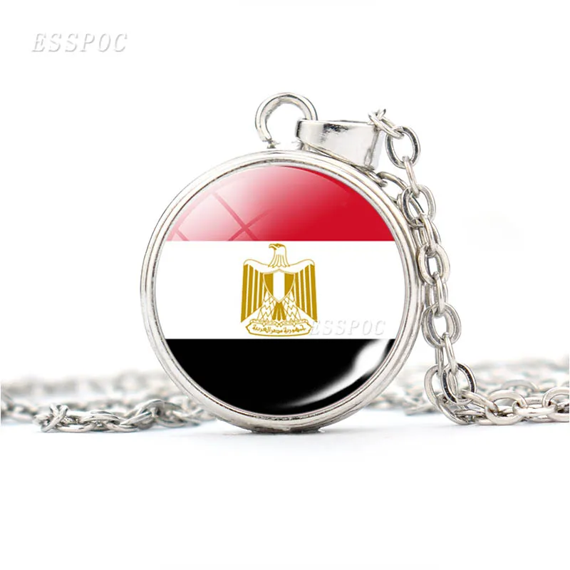 Flag Necklace Africa National Flag Egypt Nigeria Libya South Africa  Button Pendant Glass Jewelry Patriot Souvenir Gifts