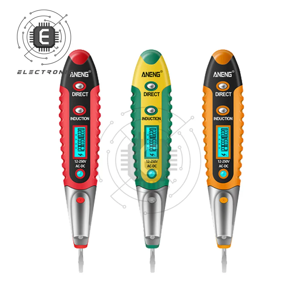 มัลติมิเตอร์ดิจิตอลดินสอทดสอบ12-250V ไขควงไฟฟ้าจอแสดงผล LCD เครื่องตรวจจับแรงดันไฟฟ้าปากกาทดสอบเครื่องมือช่างไฟฟ้าเครื่องมือ