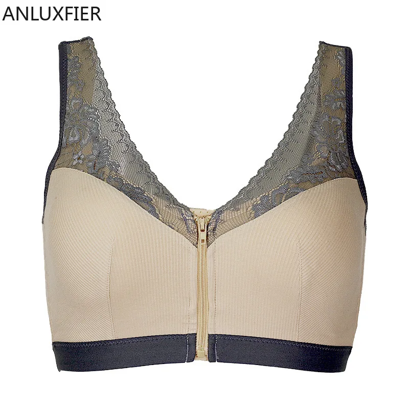 

X9012 Front Zipper Bra No Steel Ring Full-body Cup Pocket Bra Sexy Beauty Back Open Collect Pair of Breast Underwear