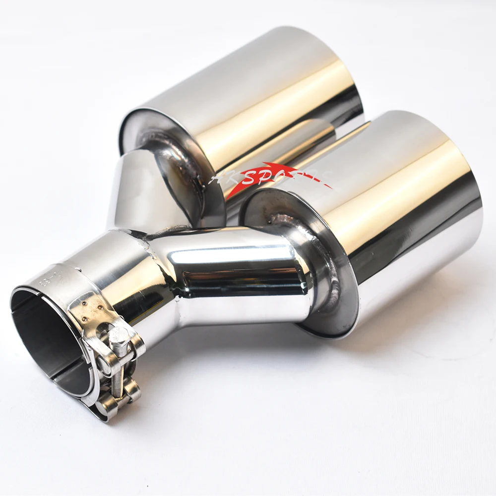 Simgle Layer Dual  Exhaut Pipe Universal Left Or Right Side Double Shinny Stainless Steel Car Muffler Tip