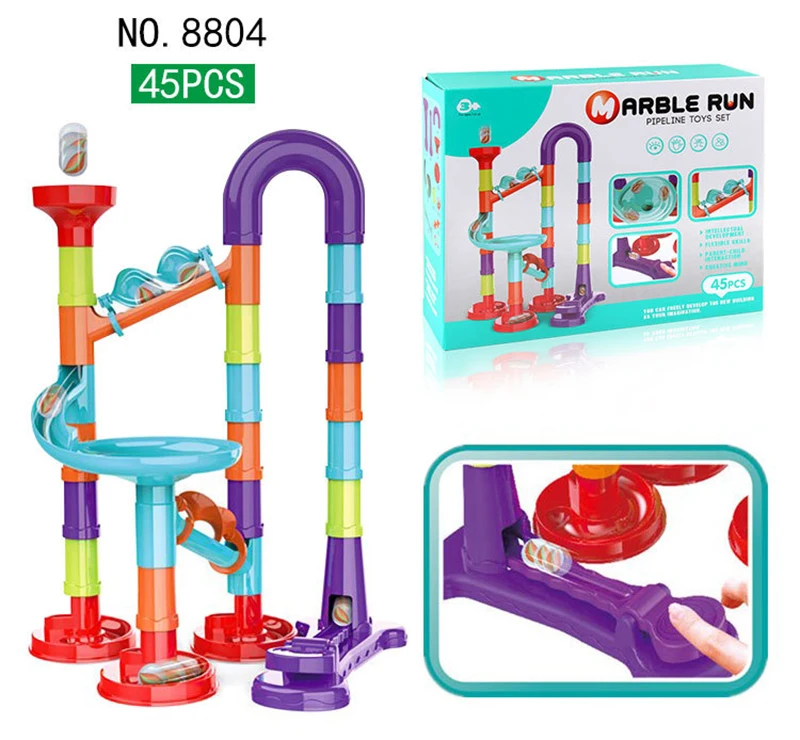 Diy Track Pijp Bouwstenen Speelgoed Voor Baby Marmeren Run Bouw Set Voor Kinderen Doolhof Bal Roll Speelgoed Nieuwe Jaar kerstcadeau