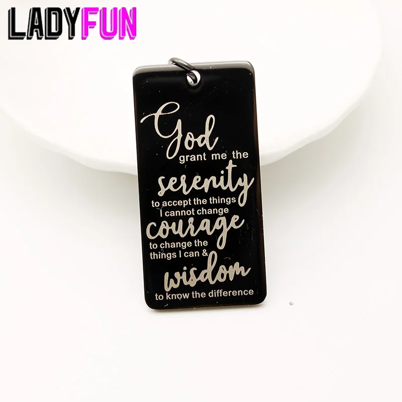 5pcs God Serenity Courage Wisdom Charm Stainless Steel God Grant Me The Serenity...  Charms High Polish Mirror Surface Pendant