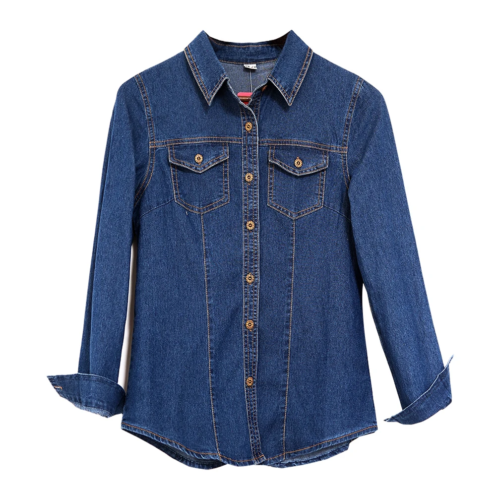 Women Shirts Denim Jean Shirt Blouse Tops New 2020 Spring Summer Ladies Jeans Shirts Casual Womens Blusas Long Sleeve Female Top