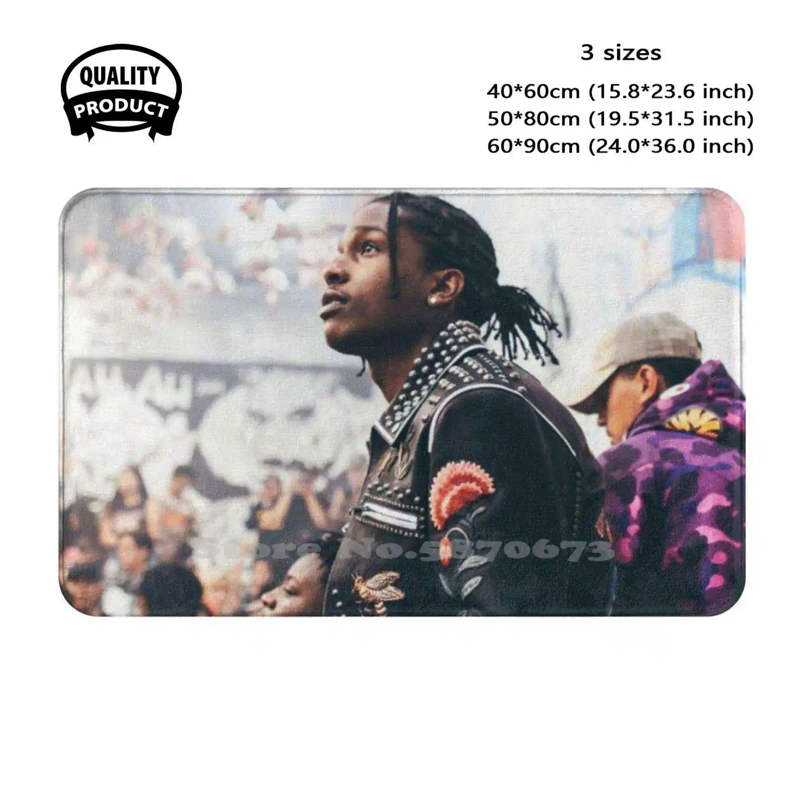 Concert Soft Cushion Home Carpet Door Mat Car Rug Cool Rocky Young Hiphop Man Portrait Rapper Music