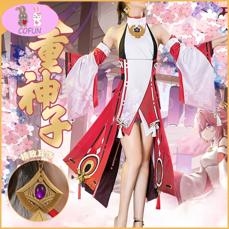 Anime! Genshin Impact Yae Game Suit Elegant Dress Uniform Cosplay Costume Halloween Party Role Play Outfit For Women 2021 NEW