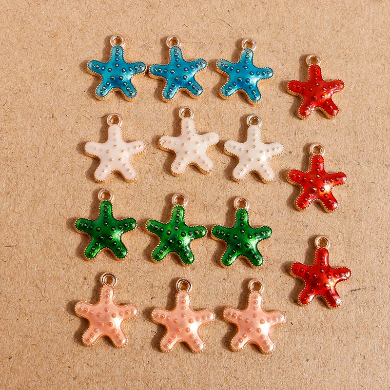 10 teile/los niedlichen Meeres lebewesen Charms für Schmuck machen Emaille Seestern Muschel Charms Anhänger DIY Halskette Ohrringe Geschenk zubehör – Detail 17