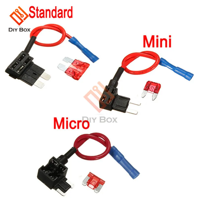 12V Fuse Holder Add-a-circuit TAP Adapter Micro Mini Standard ATM APM Blade Auto Fuse with 10A Blade Car Fuse With Holder