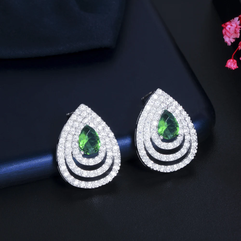 ThreeGraces New Fashion Sparkling Blue Cubic Zirconia Big Stud Earrings for Ladies Daily Party Accessories Jewelry ER646 image 3