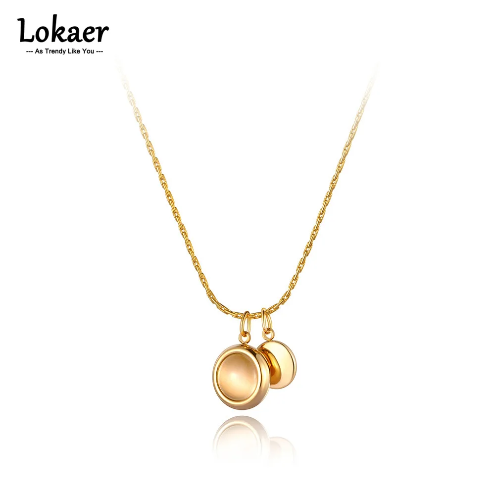 Lokaer Titan Edelstahl runde Opal Charm Choker Halsketten für Frauen Mädchen trend ige Strass
