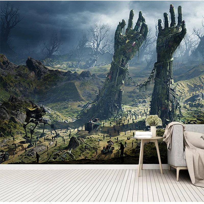 Modern Creative Woods Battlefield Abstract Hands Mural 3D Wallpaper Living Room TV Wall Home Decor Wall Cloth Fresco Sticker