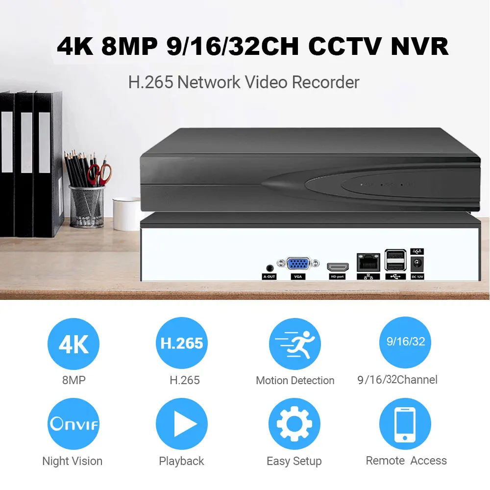 Imagem -06 - Network Surveillance Video Recorder para Câmera ip H.265 32ch 8mp 5mp Cctv 4k Nvr Xmeye P2p Cloud 24 Record Max 4k Output