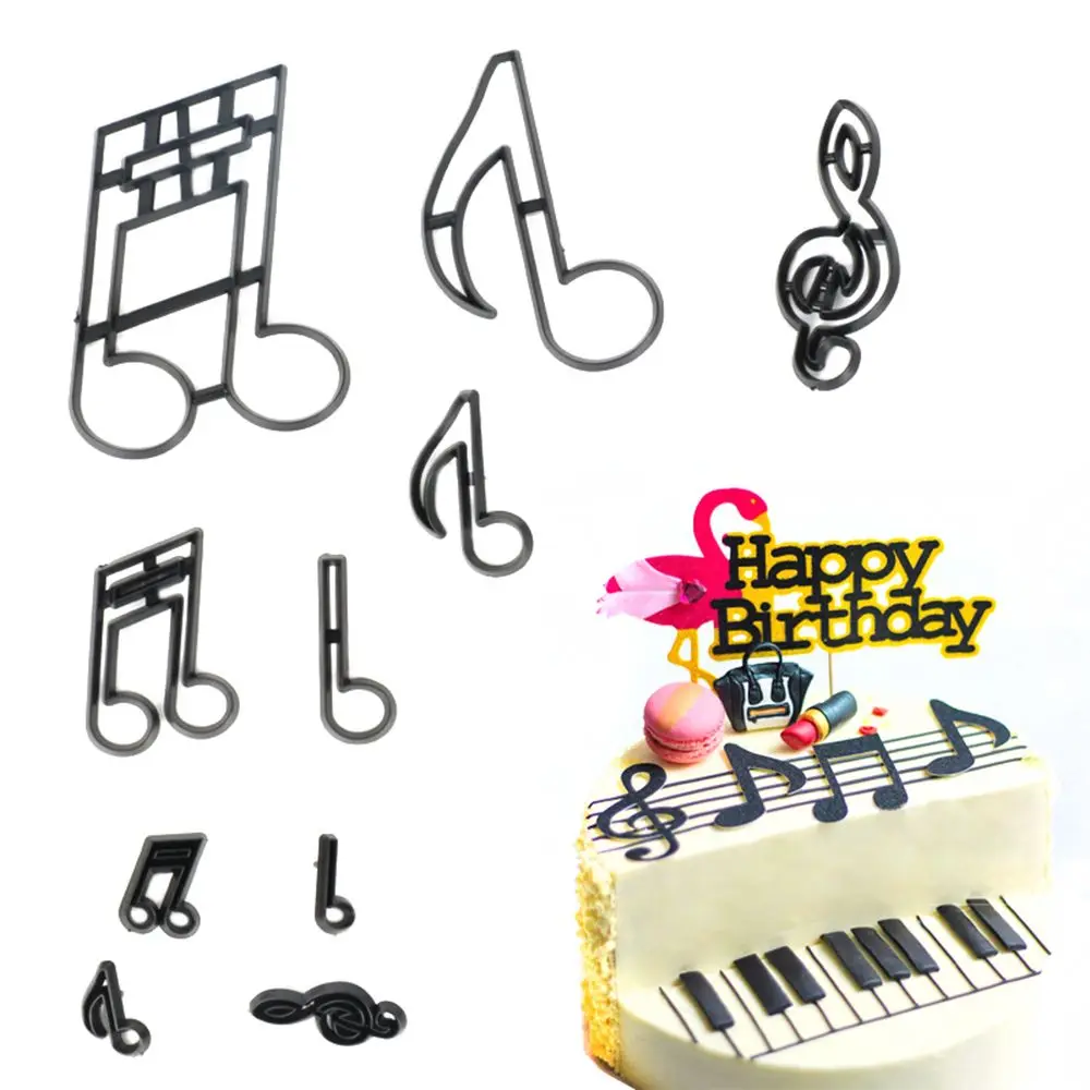 10pc Music Notes Cookie Cutter Plastic Sugarcraft Fondant Cutters For Sugar Mass Molds Cake Decorating Tools Baking Cupcake Mold