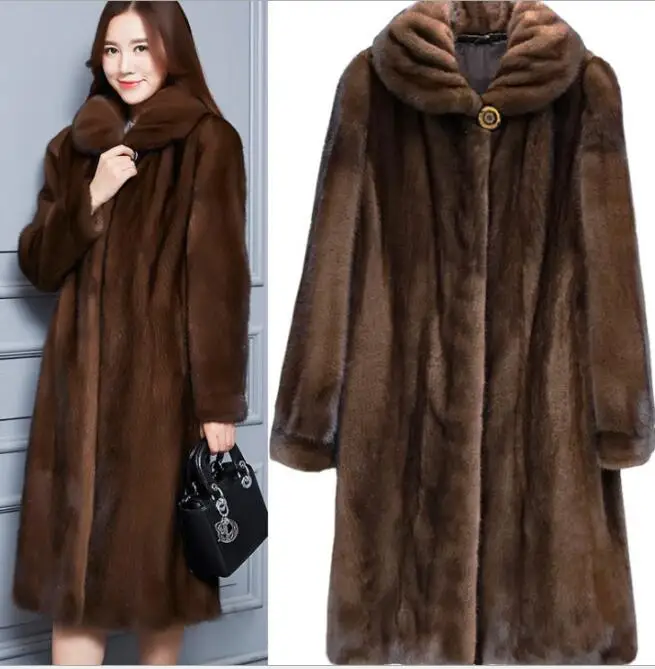 

Women long jacket faux fur mink Fur coats winter-fall Casual faux fur coat large Sizes S/6XL Women Imitation fur outerwear