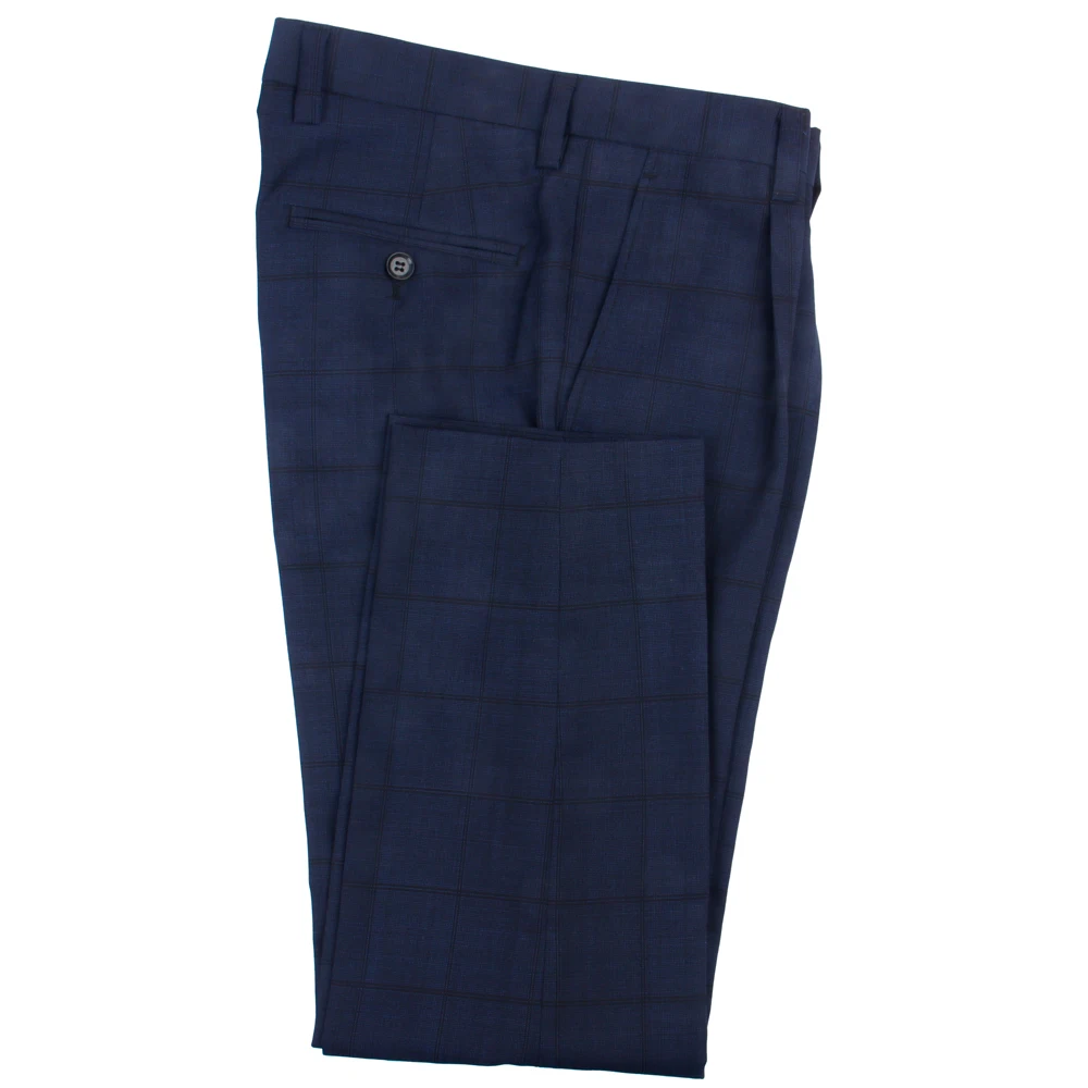 Pantalon à carreaux bleu nuit pour homme, tenue élégante et décontractée, sur mesure, pour le travail