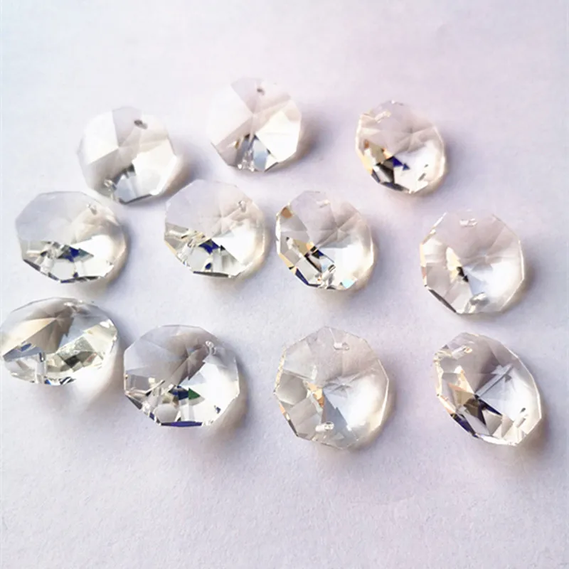 Top Quality Clear 22mm  Crystal Octagon Beads in 2 holes For Crystal Chandelier Lamp Accessories Diy Crystal Ornament Home Decor