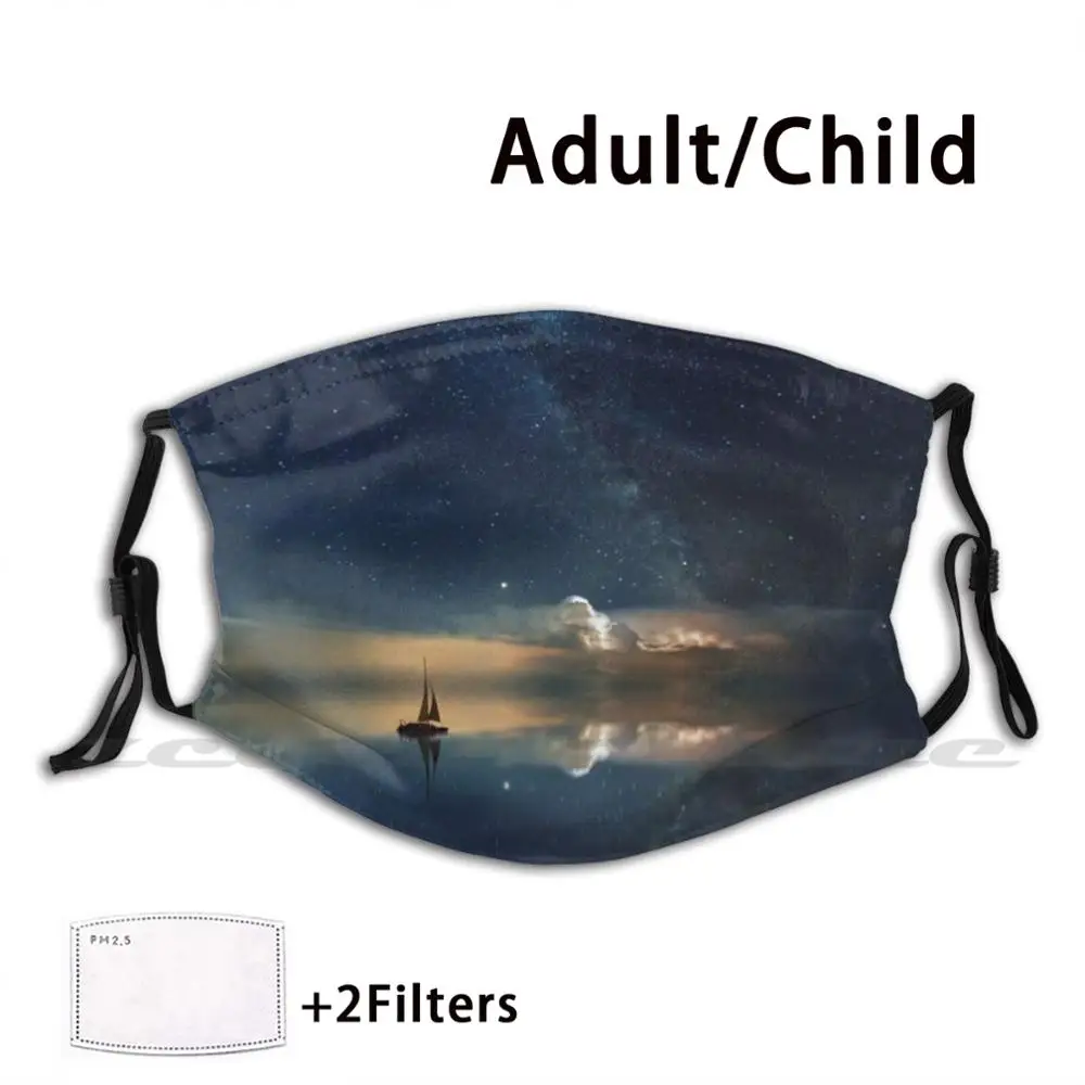 

A Sailboat Among The Stars ( Star Reflection ) Mask Adult Child Washable Pm2.5 Filter Logo Creativity Sailboat Night Sky Star