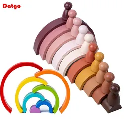 Kids Large Rainbow Arch Bridge Semicircle Building Blocks Wooden Toy Baby Color Creative Game Education Montessori Children Toys