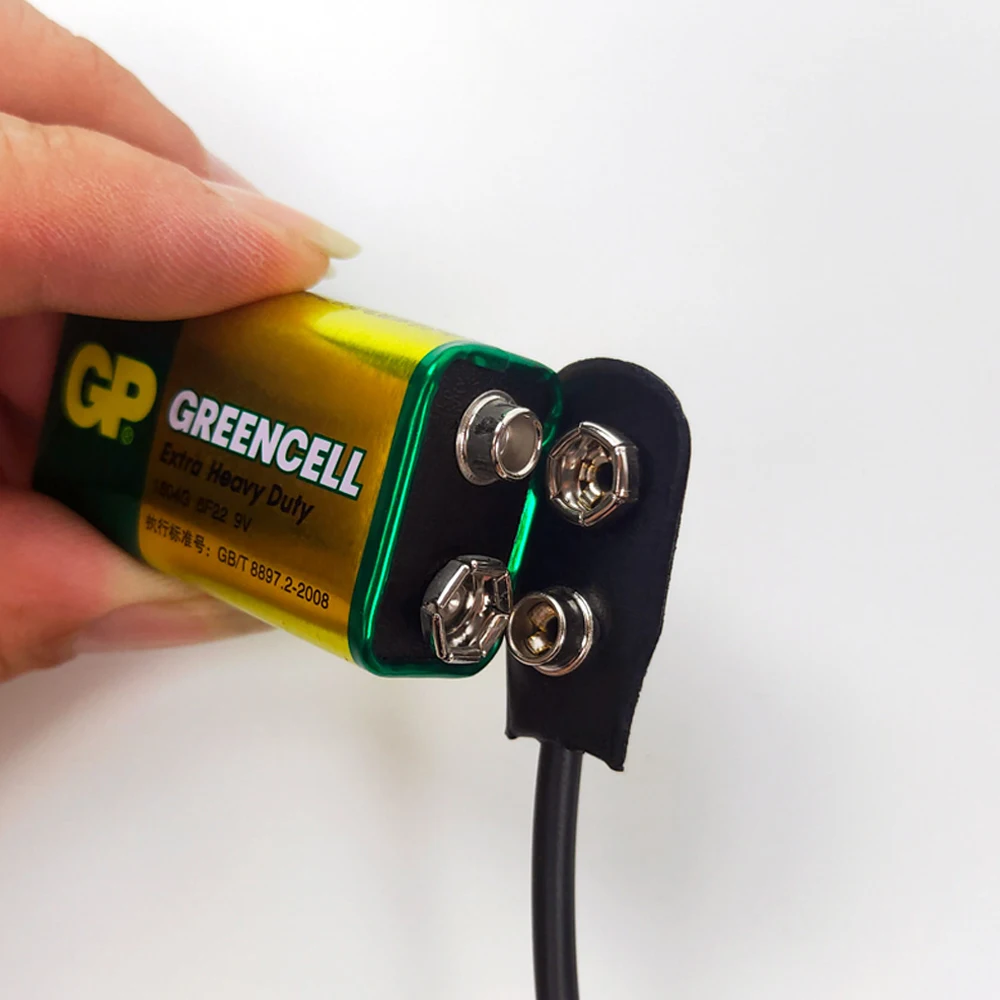 2 adet 9V akü maşası dönüştürücü güç kabloları geçmeli konnektör DC 2.1 5.5mm fiş gitar efekt Pedal güç Uzatma kablosu