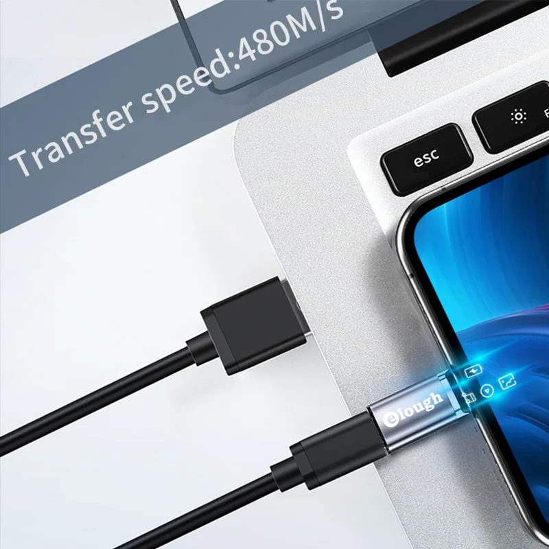 Elough OTG Type C Adapter Magnetic USB C To Lighting Male Adapter For iPhone 11 12 8 7 Macbook Huawei Poco Xiaomi OTG Connector