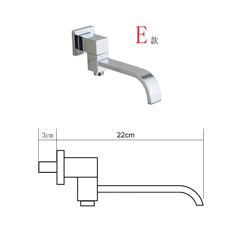 BECOLA – bec de robinet mural en laiton chromé/noir, bec carré et rond, accessoires de robinet de douche cascade