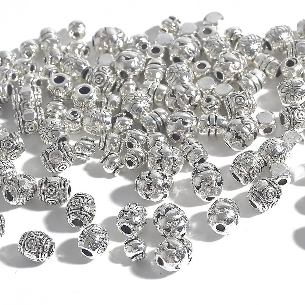 20-50pcs Tibetan Silver Color Antique Loose Bead Charm Spacer Rondelle Beads Connectors For DIY Necklace Bracelet Jewelry Making