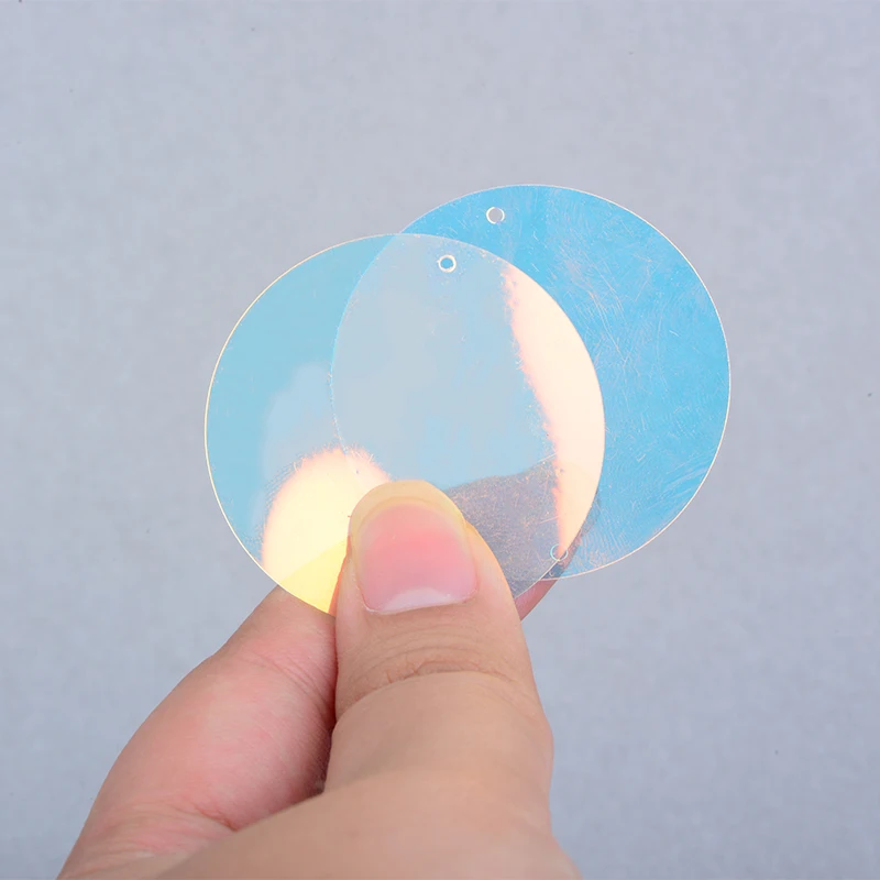 JUNAO 20g 40mm Transparent AB Large Round Sequins PVC Loose Flat Sequins Paillette with Hole for DIY Sewing Accessories