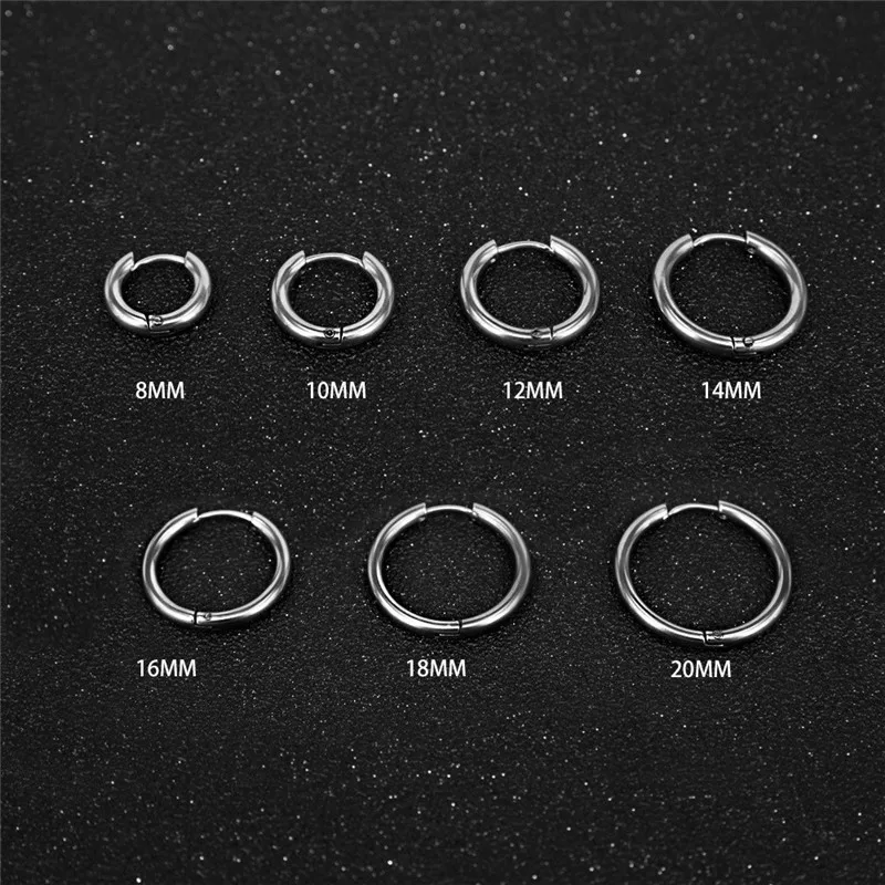 5pcs/lot Stainless Steel Circle Hoop Earrings For Women Girls Black Gold Color Silver Color Round Geometry Earrings Jewelry