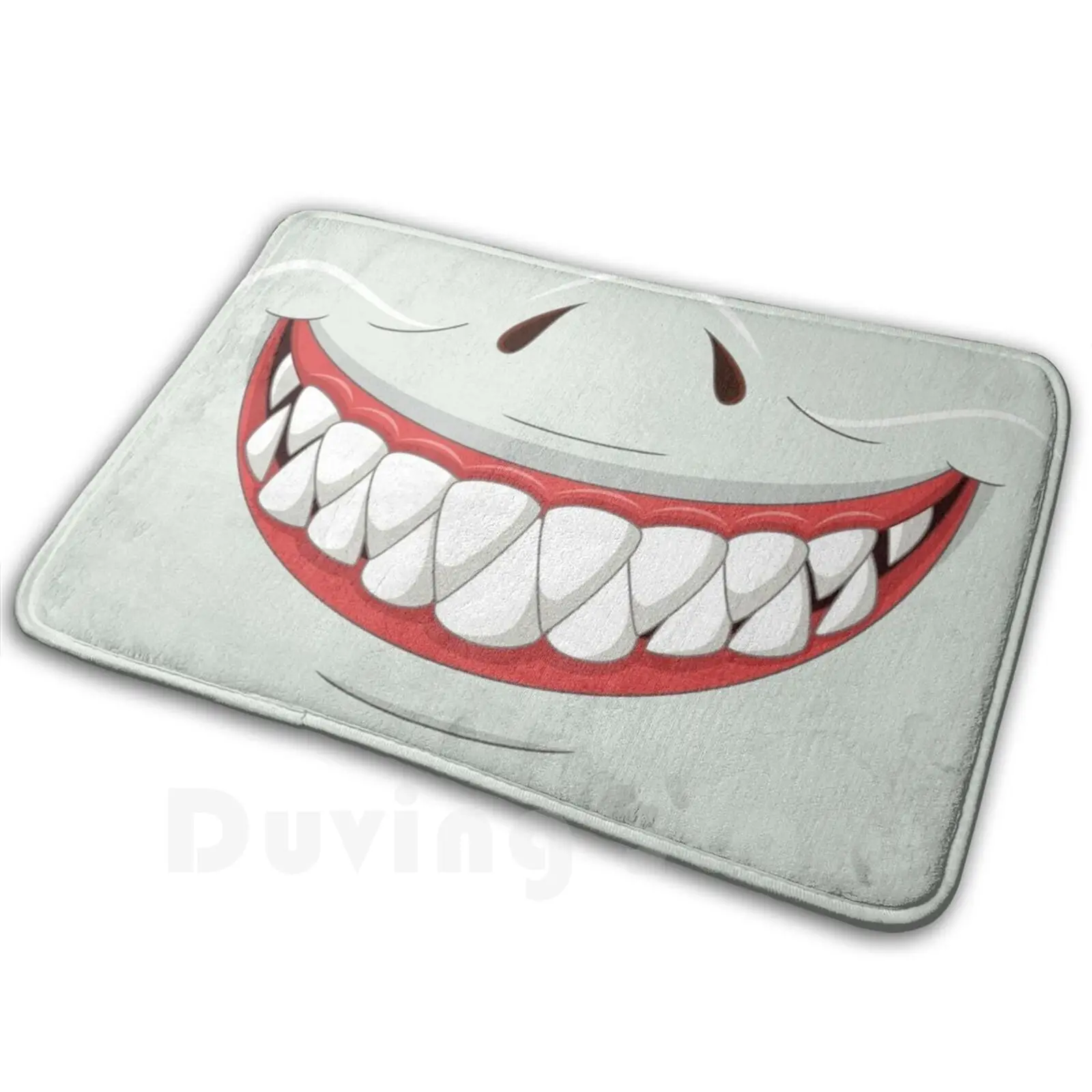 Shark Mouth Soft Non-Slip Mat Rug 2313 Carpet Cushion Shark Cute Great White Jaws Ocean Teeth Sea Life Sharks Smile Grey