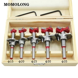 1PCS&5Pcs Hinge Hole Opener Positioning Hole Saw Kit Adjustable 15-35mm  Woodworking Carbide Drill Bits Set