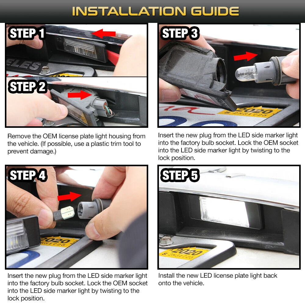 2Pcs LED License Number Plate Light Lamps For Nissan Juke F15 Micra K12 March K13 Kicks Note E11 Armada Y62 NV200 Rogue Qashqai