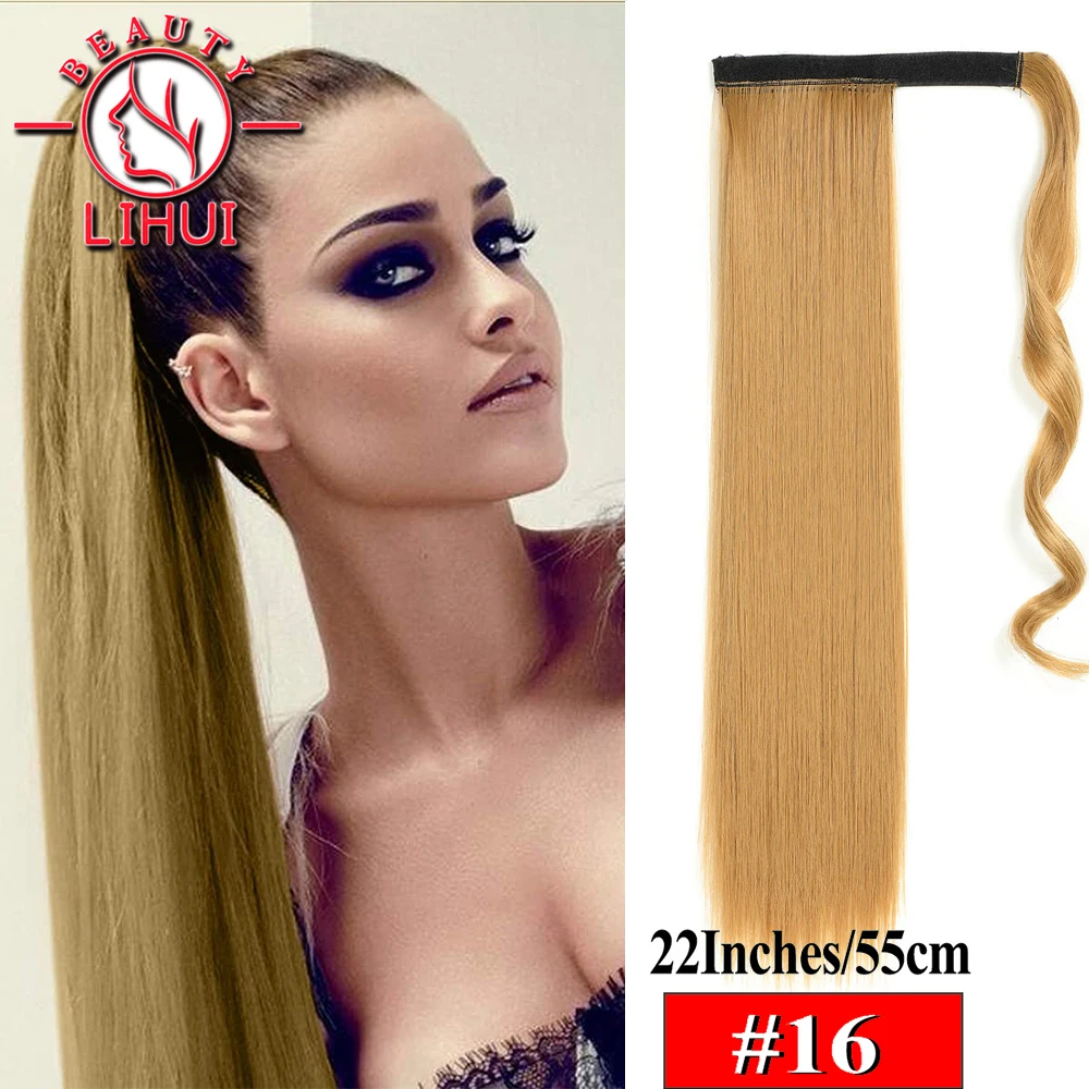 

Long Straight Clip in Hair Tail Nature FaKe Ponytail 22inch Extension Hairpiece With Hairpins High Temperature Synthetic Ponyt