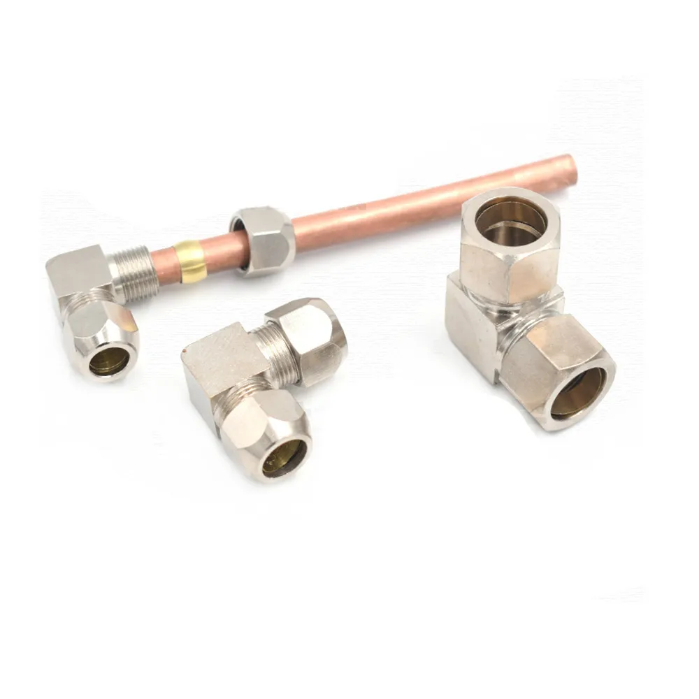 Pneumatic oil Pipe Fitting 4 6 8 10 12 14 16mm Pipe OD Elbow 90 Degrees Brass Compression Tube Pipe Fittings Connector