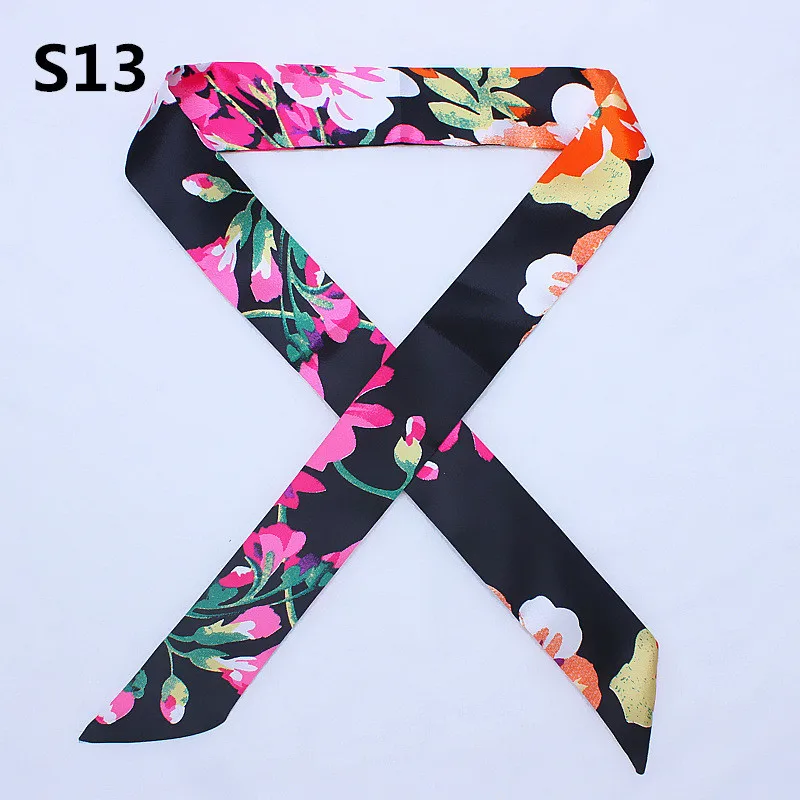 2024 New Print Handle Bag Ribbons Brand Small Silk Scarf For Women Fashion Head Scarf Small Long Scarves Neckerchief Wholesale