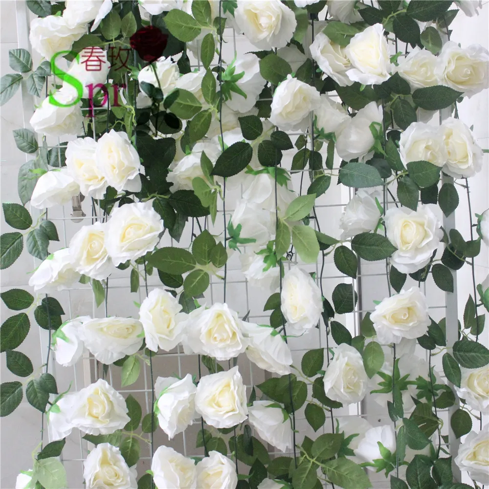 

SPR 10pcs/lot 2m aritificial flower vine rattan wedding arch square artificial flowers wall backdrop table centerpiece flore