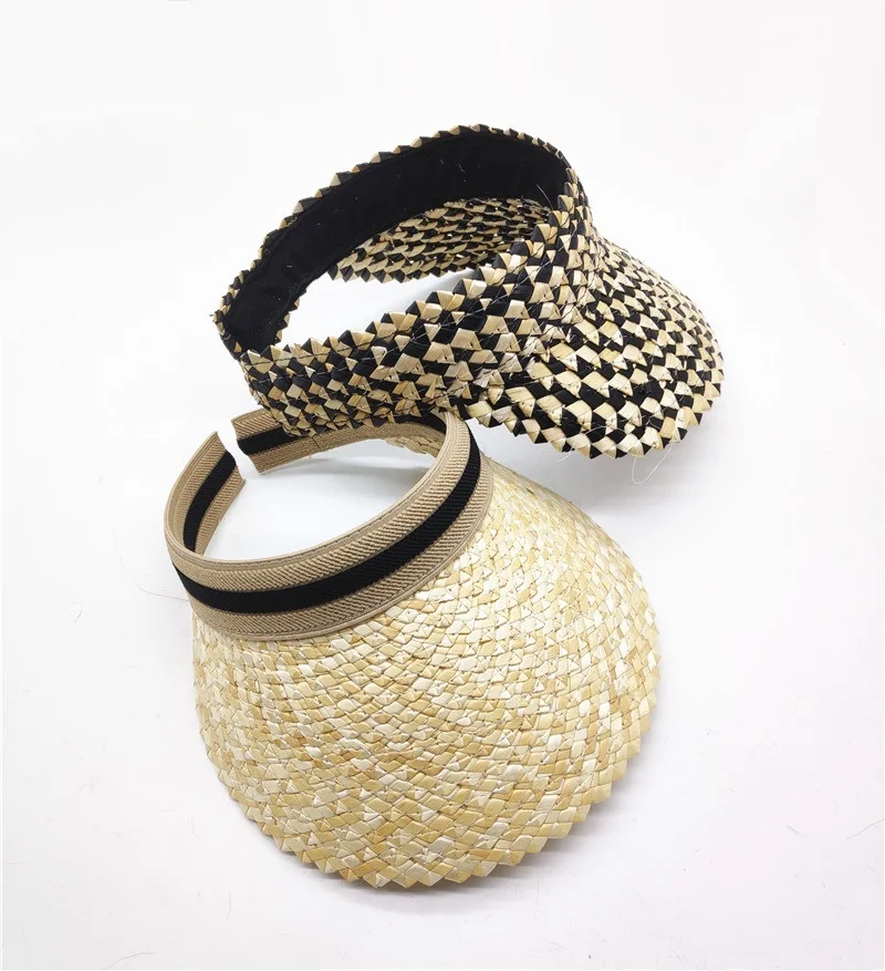 Summer women casual straw hat Sun hat Ladies handmade Adjustable sunshade Visor cap for Beach party
