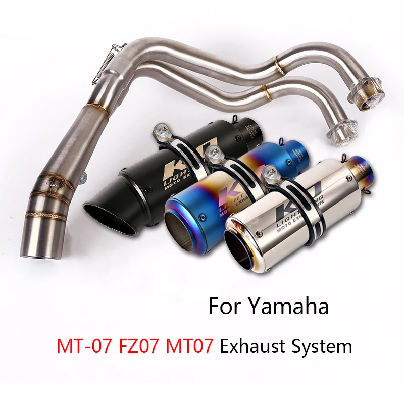 Full Exhaust System for Yamaha MT-07 FZ07 MT07 Motorcycle Header Mid Link Tube Slip On 51mm Muffler Escape No DB Killer Tips