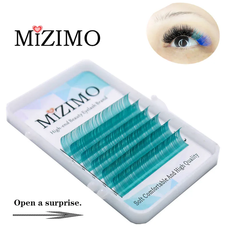 MIZIMO-pestañas postizas de 8-15mm, extensiones de pestañas personalizadas, pelo de visón Artificial, Color azul cielo, novedad