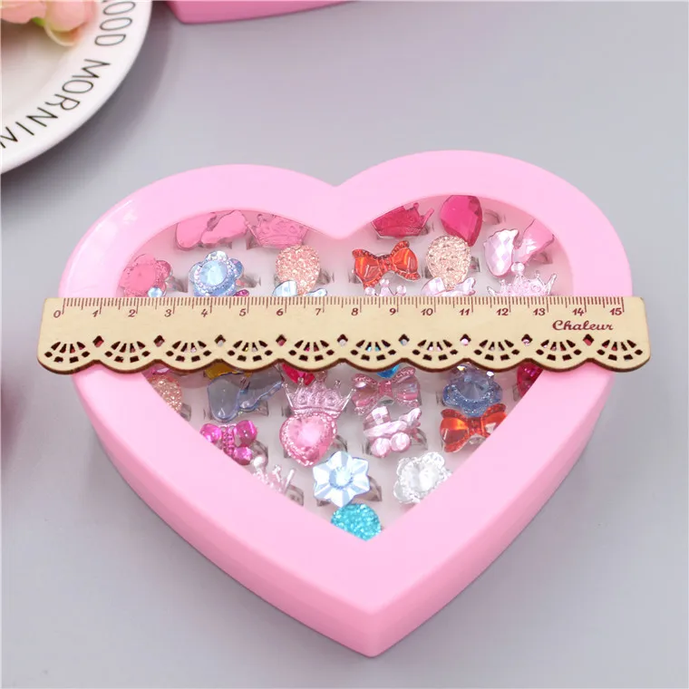 10/24/36PCs Fancy Adjustable Rhinestone Rings Princess Party Favors Kids Girls Acrylic Ring Accessories Beauty Fashion Toys