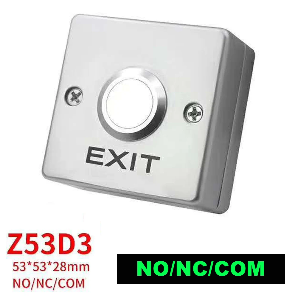 Z53D3 Zinc Alloy Exit Button Switch NO/NC/COM Push Exit Door Release Button Switch Access Control Exit Button