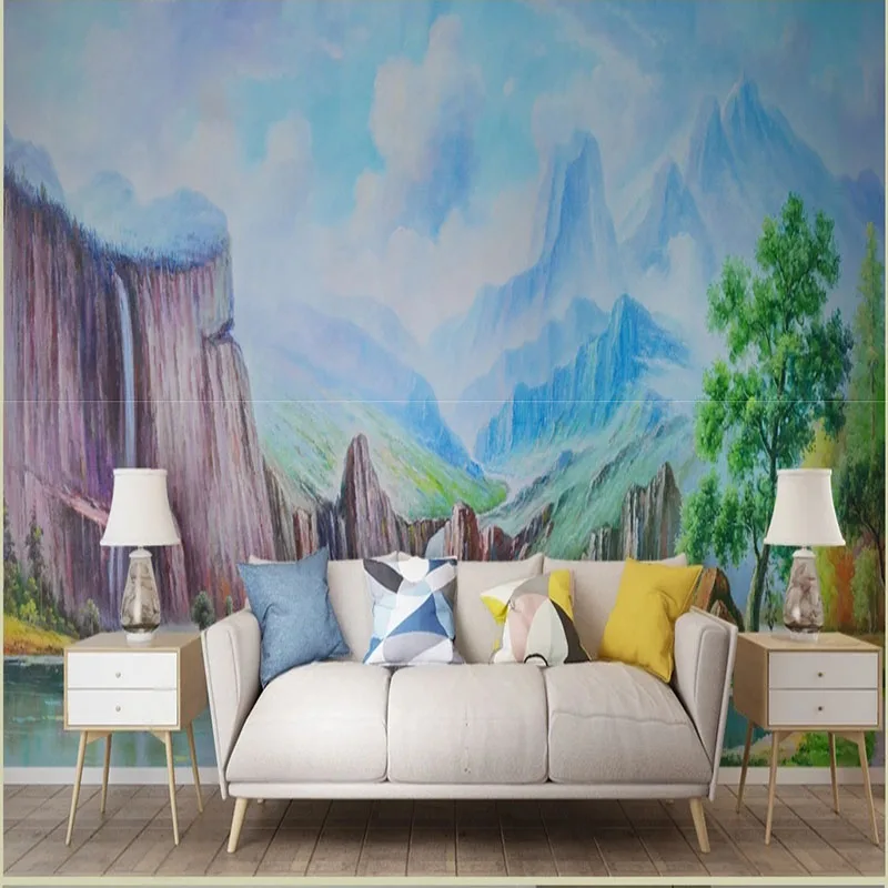 Custom Mural Wallpaper 3D Abstract Mountain Oil Painting Art Background Mural  Bedroom Home Decor Papel De Parede Sticker Fresco