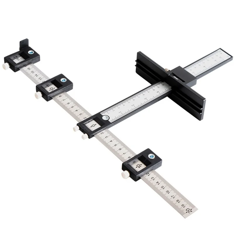 Drillpro-Herramienta de perforación para carpintería, localizador de plantilla de Hardware de gabinete de ABS, guía de taladro, regla de sierra de orificio para tarugos