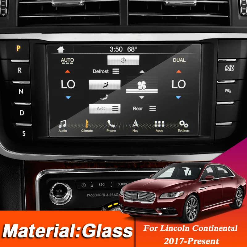 8inch Car Styling GPS Navigation Screen Glass Dashboard Film For Lincoln Continental 2017-Present Interior Sticker Accessories