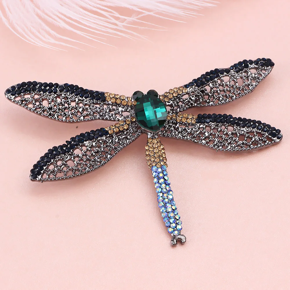 FARLENA Jewelry  Large Dragonfly Brooch Pins with Rhinestones Vintage Crystal Insect Brooches for Women accessories