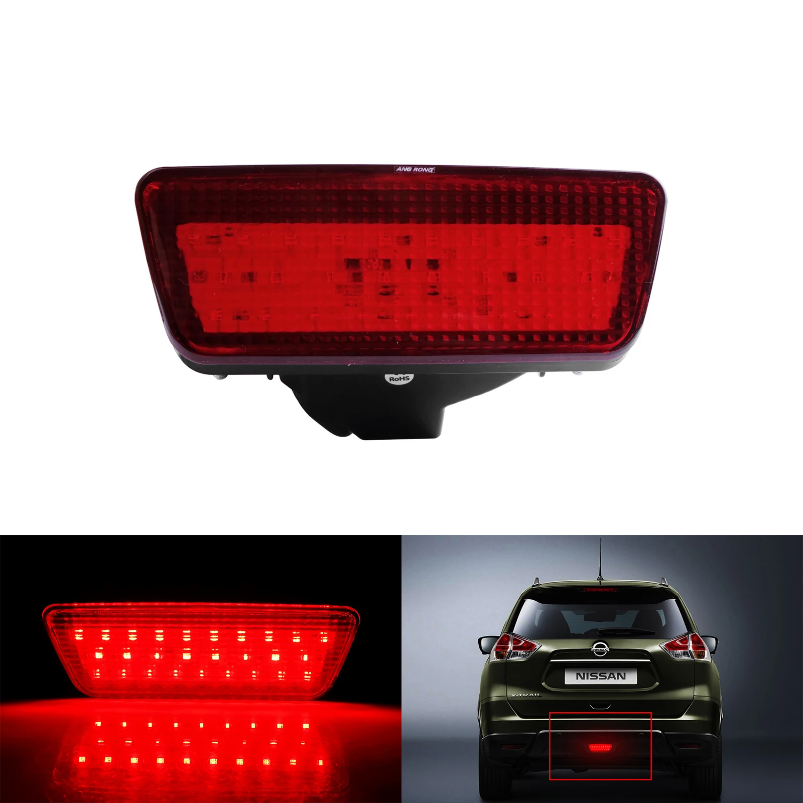 

ANGRONG 1X Red LED Rear Bumper Reflector Fog Light Stop Brake Lamp For Nissan X-trail Rogue 2014-2016